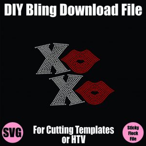 XO XO Valentines YOUTH Download Bling SVG Cutting File for Templates