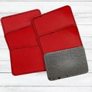 Red Leatherette Stitched Patches with Adhesive 2" x 3" 10 Pack