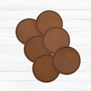 Rawhide ROUND Leatherette Stitched Patches with Adhesive 2.5" 10 pack