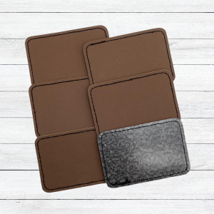 Dark Brown Leatherette Stitched Patches with Adhesive 2" x 3" 10 Pack