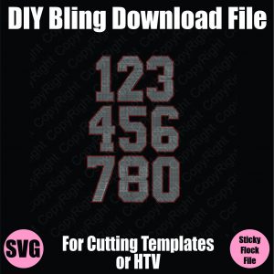 6 inch Athletic Numbers Download Bling SVG Cutting File for Templates